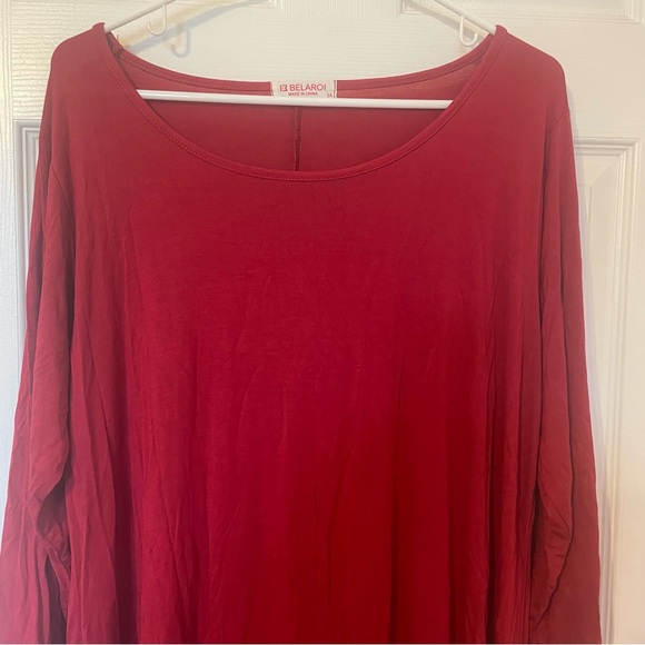 Red/Wine Colored Tunic Dress - Picture 3 of 5